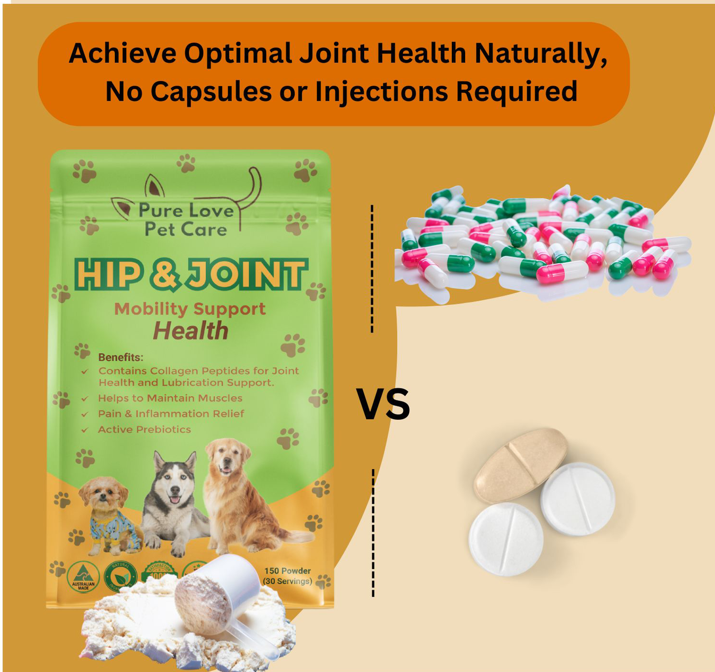 Hip and Joint Mobility Support Supplement, Natural Joint Care for Pets