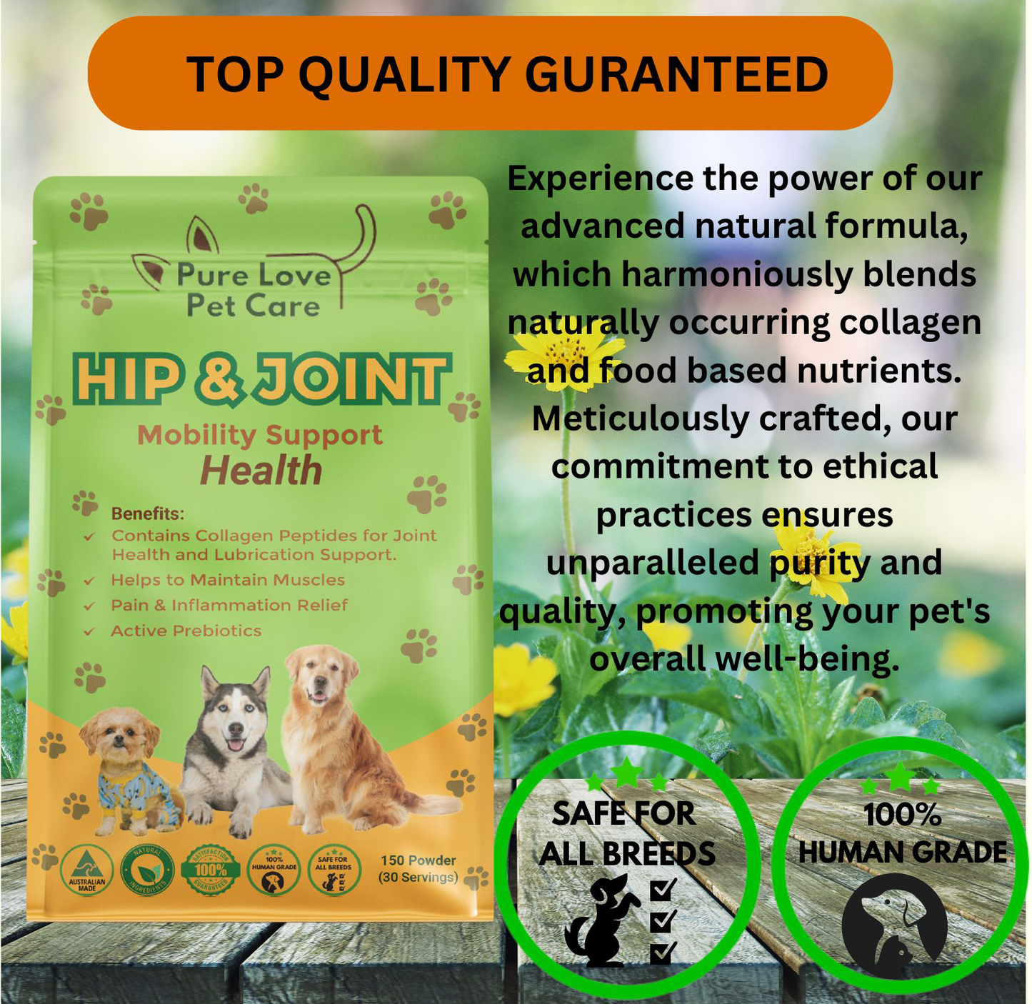 Hip and Joint Mobility Support Supplement, Natural Joint Care for Pets