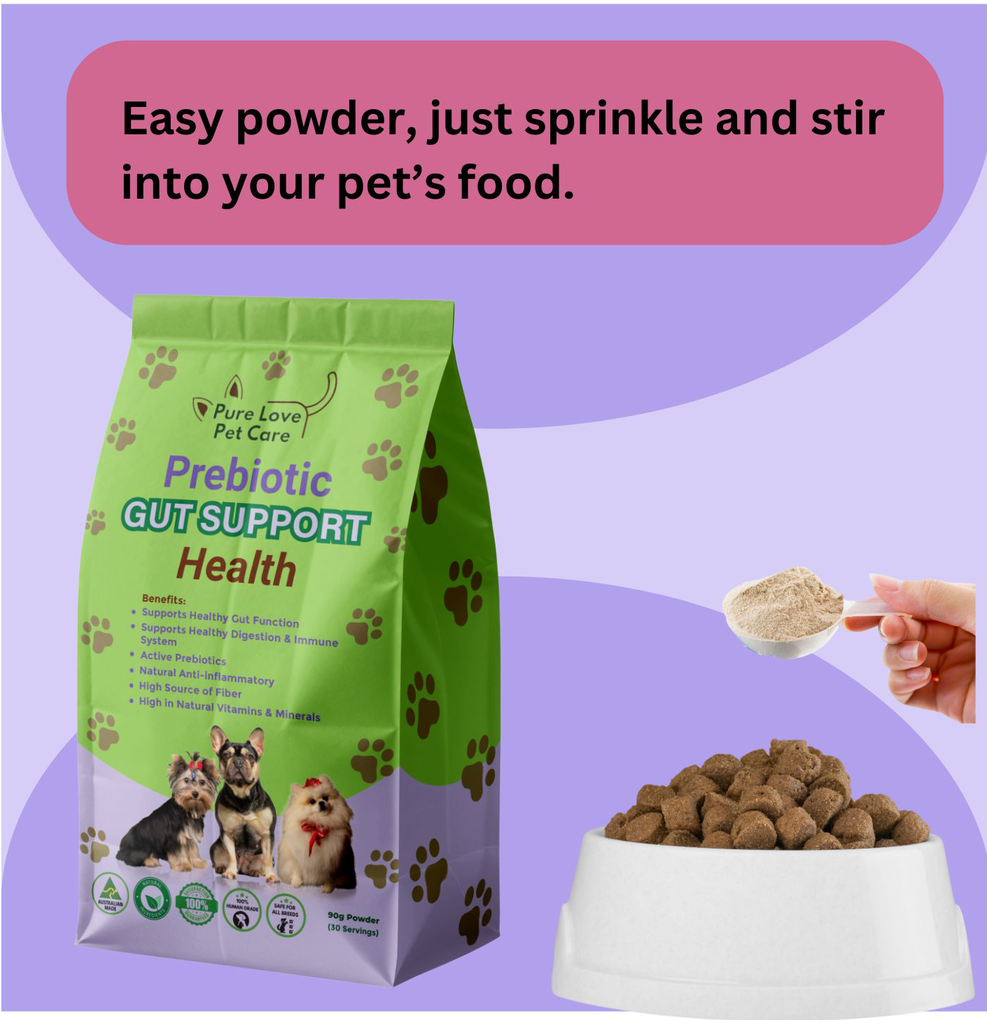 Prebiotic, Gut Support Supplement, Natural Prebiotic Support for Pets