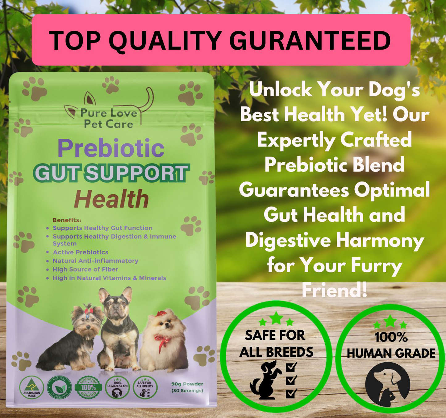 Prebiotic, Gut Support Supplement, Natural Prebiotic Support for Pets