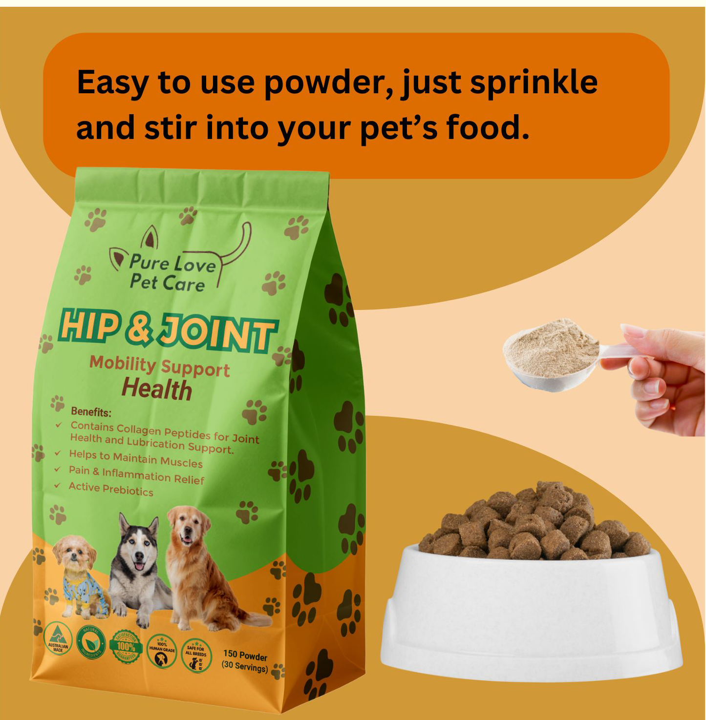 Hip and Joint Mobility Support Supplement, Natural Joint Care for Pets