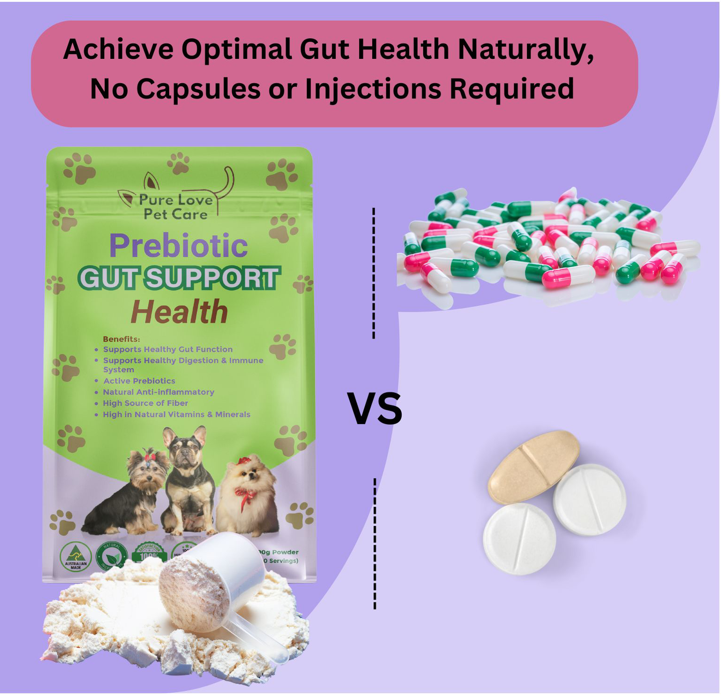 Prebiotic, Gut Support Supplement, Natural Prebiotic Support for Pets